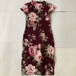Floral burgundy dress